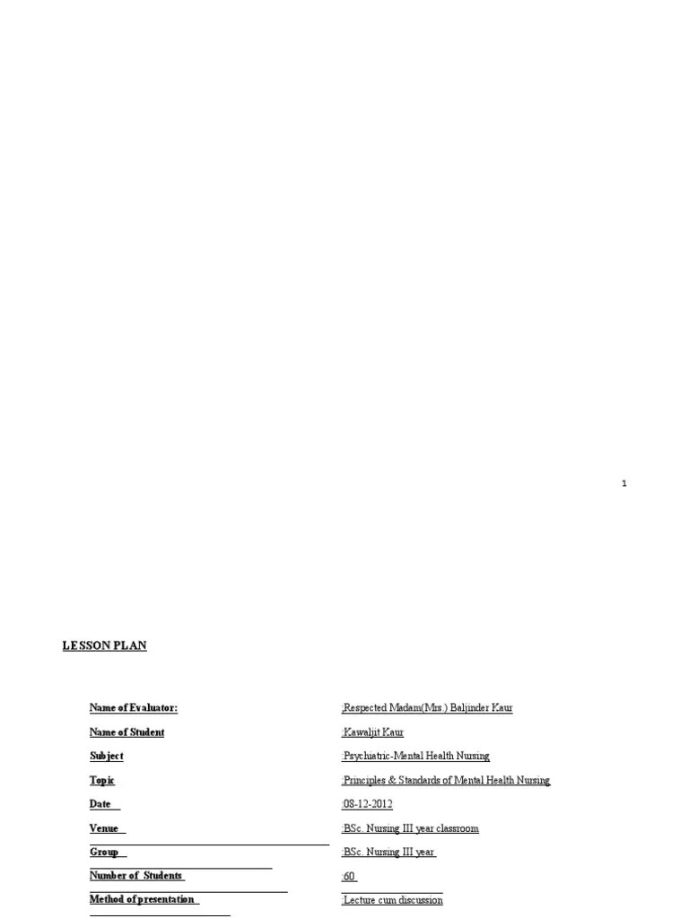 Principles Of Mental Health Nursing Standard's Of Mental Health Nursing ...