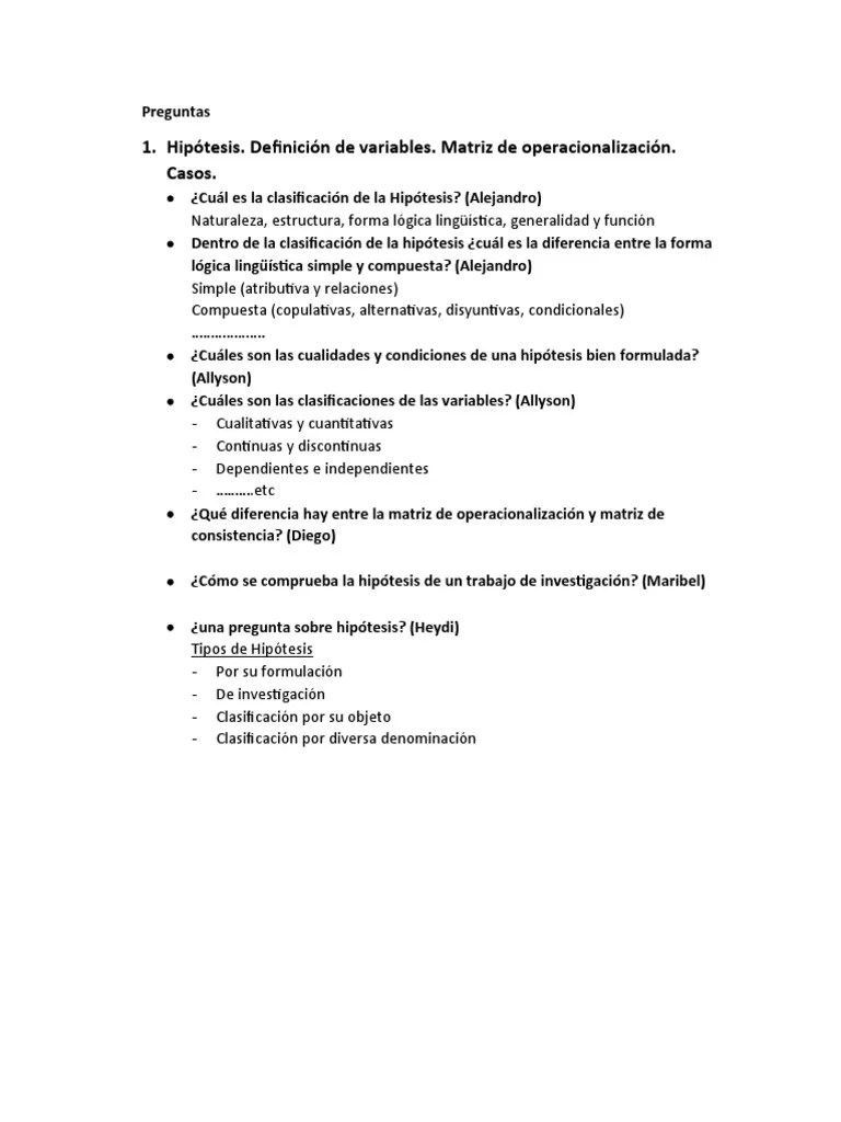 Preguntas Tesis - Hipotesis | PDF