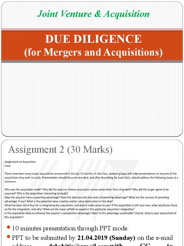 Joint Venture & Acquisition: Due Diligence | PDF | Due Diligence ...