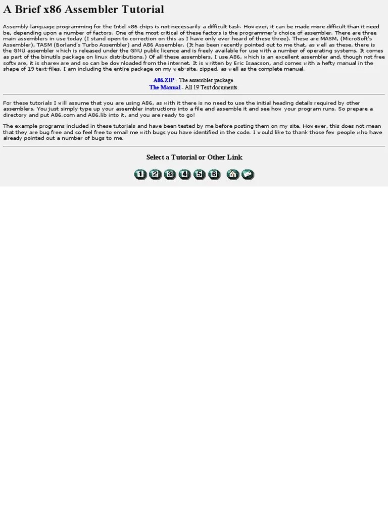An Introduction To Assembly Language Programming Using The A86 Assembler | PDF | Assembly ...
