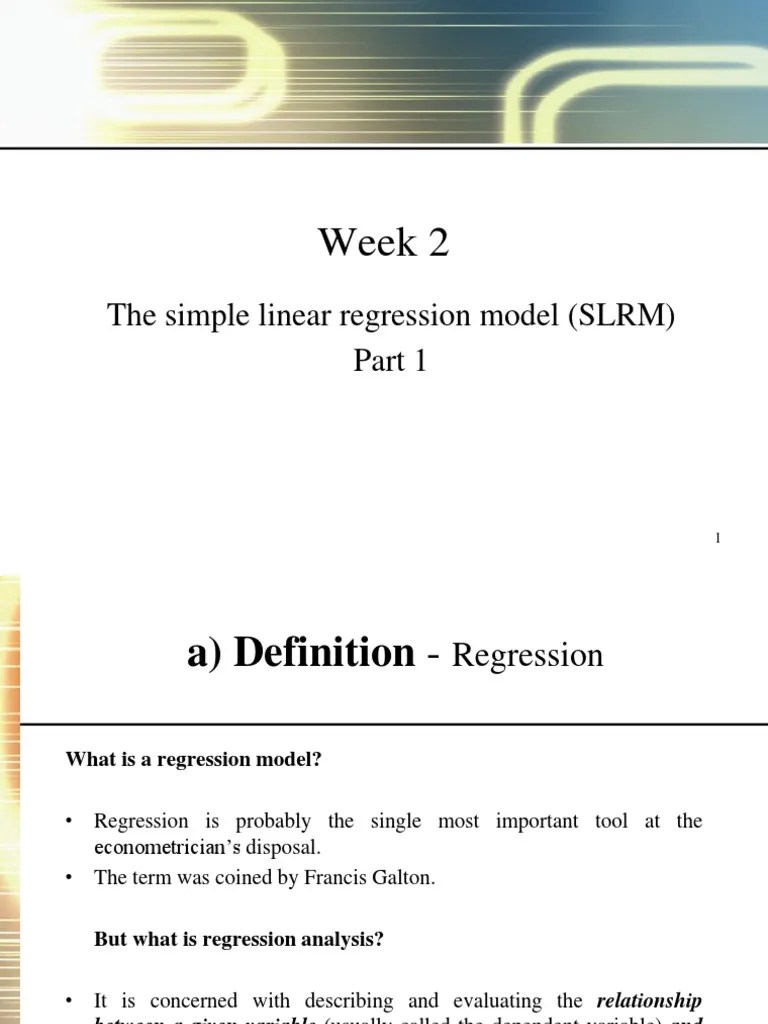 Week 2 - The Simple Linear Regression Model PDF | PDF | Estimator | Bias Of An Estimator