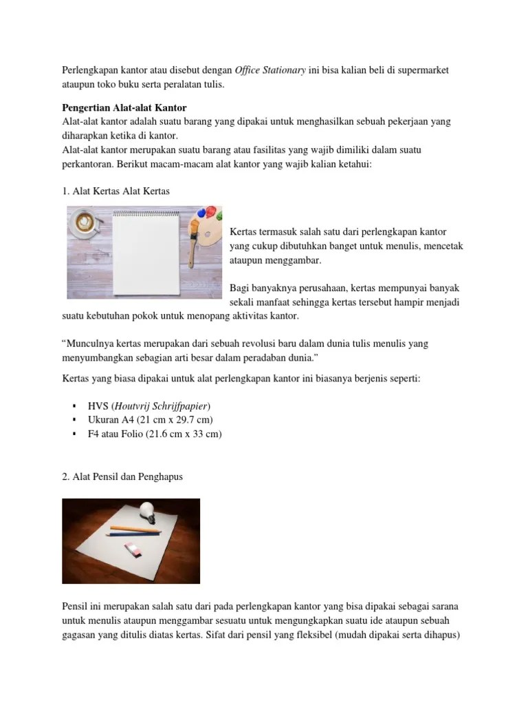 20 Alat Kantor, Fungsi Dan Cara Penggunaannya | PDF