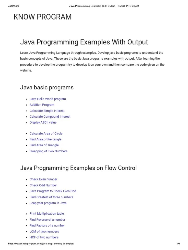 Java Programming Examples With Output - KNOW PROGRAM | Download Free ...