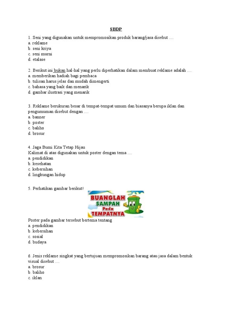 Soal Sbdp Kelas 6