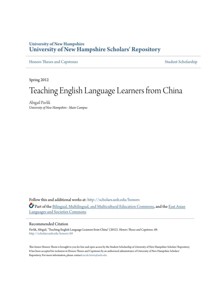 Teaching English Language Learners From China PDF | PDF | Grammatical ...