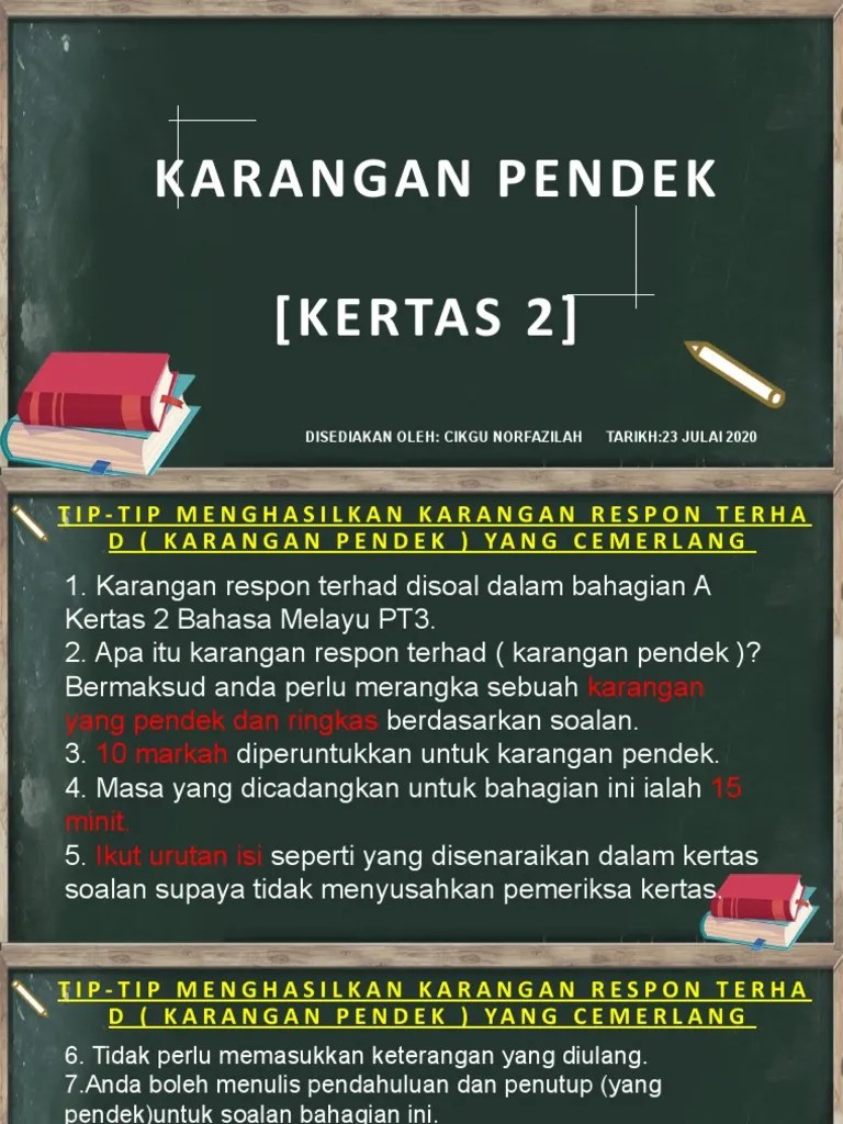 Sila salin soalan & contoh jawapan di bawah ini ke dalam buku karangan anda. Karangan Pendek Pdf