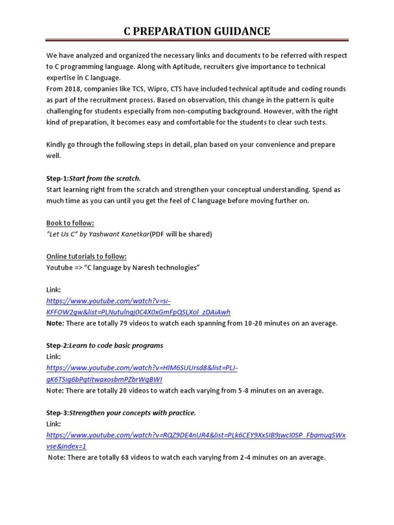 C Preparation Guidance: Step-1:Start From The Scratch | PDF | Pedagogy | Cognition