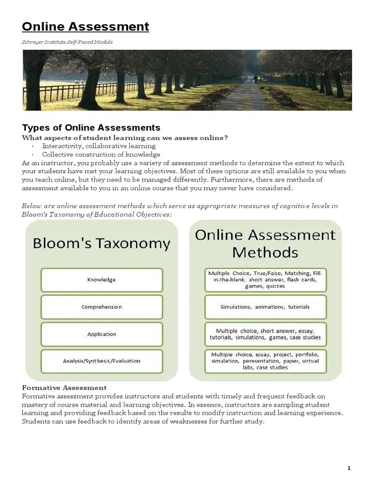 Online Assessment: Types Of Online Assessments | PDF | Educational Assessment | Learning