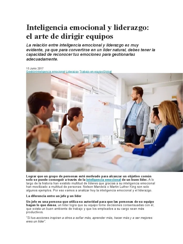 Inteligencia Emocional Y Liderazgo | PDF | Liderazgo | Inteligencia Emocional