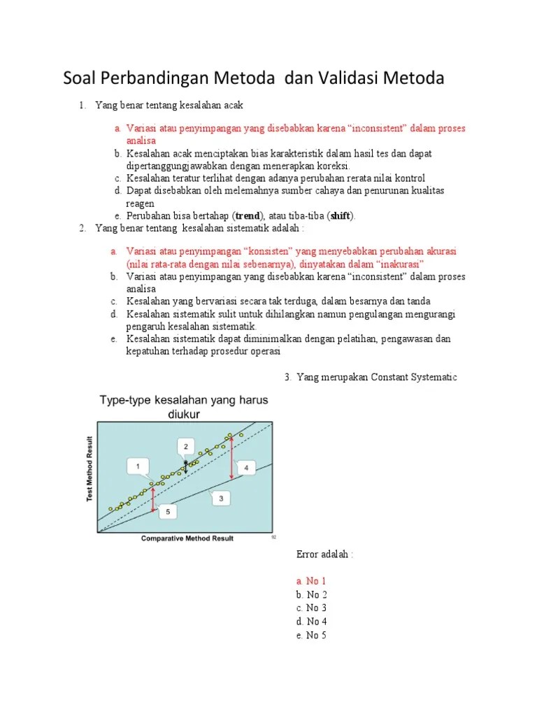 Soal Perbandingan Metoda Dan Validasi Metoda | PDF