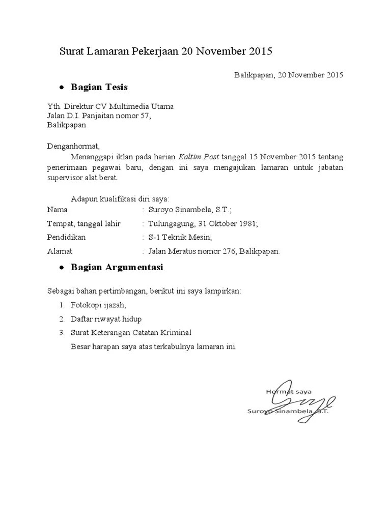 Contoh surat lamaran pekerjaan 1 : Contoh Surat Lamaran Pdf