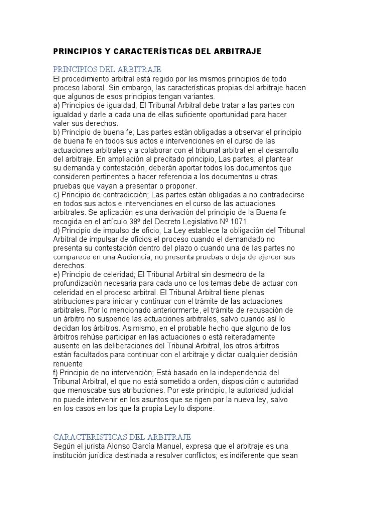 Principios Y Características Del Arbitraje | PDF | Arbitraje ...