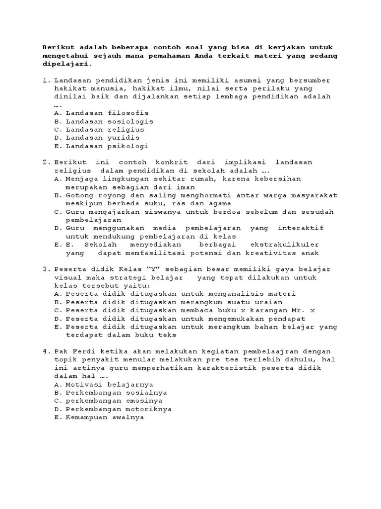 Tes Sumatif Pedagogi 1 | PDF