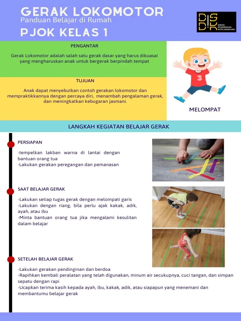 3.1 mengetahui konsep gerak dasar lokomotor sesuai dengan dimensi anggota tubuh yang . Pjok Kelas 1 Melompat Pdf Gerak Lokomotor