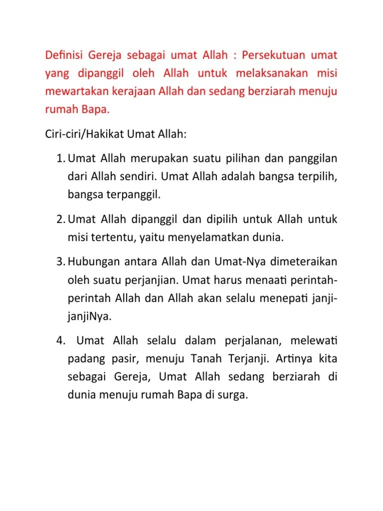 Definisi Gereja Sebagai Umat Allah | PDF