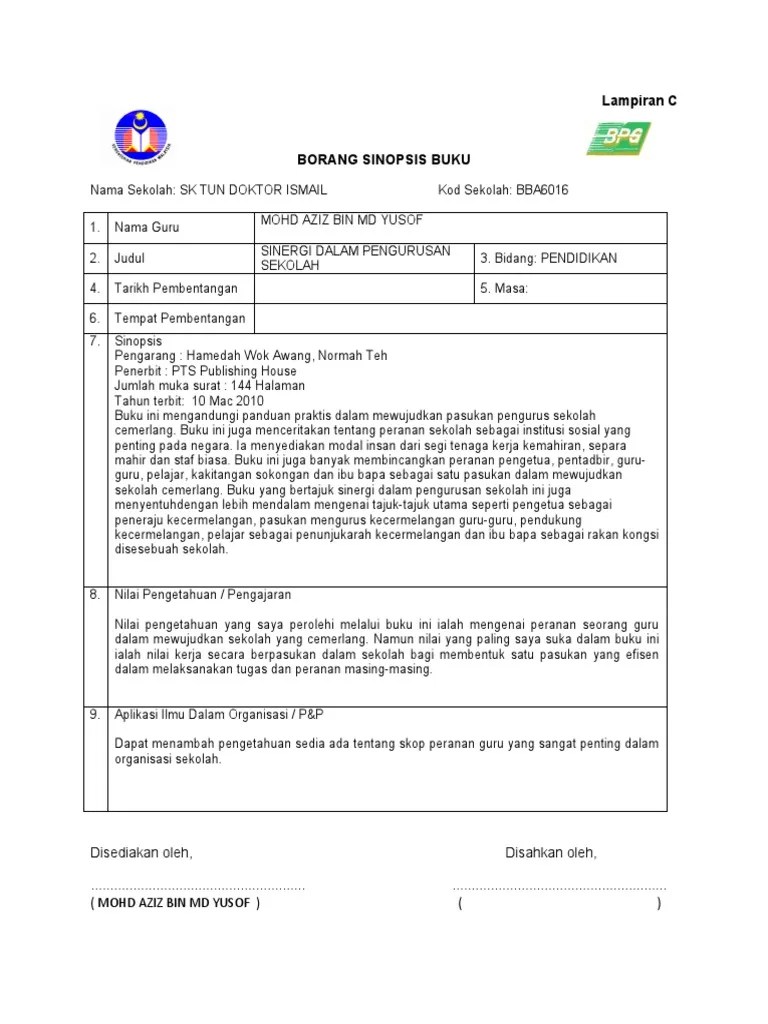 Lampiran c borang sinopsis buku nama sekolah: Ladap Sinopsis Buku 2020 Pdf