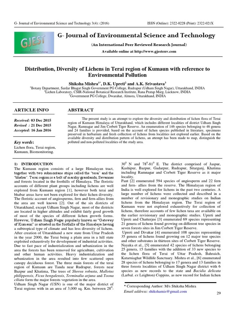 G-Journal Of Environmental Science And Technology | PDF | Fungus ...