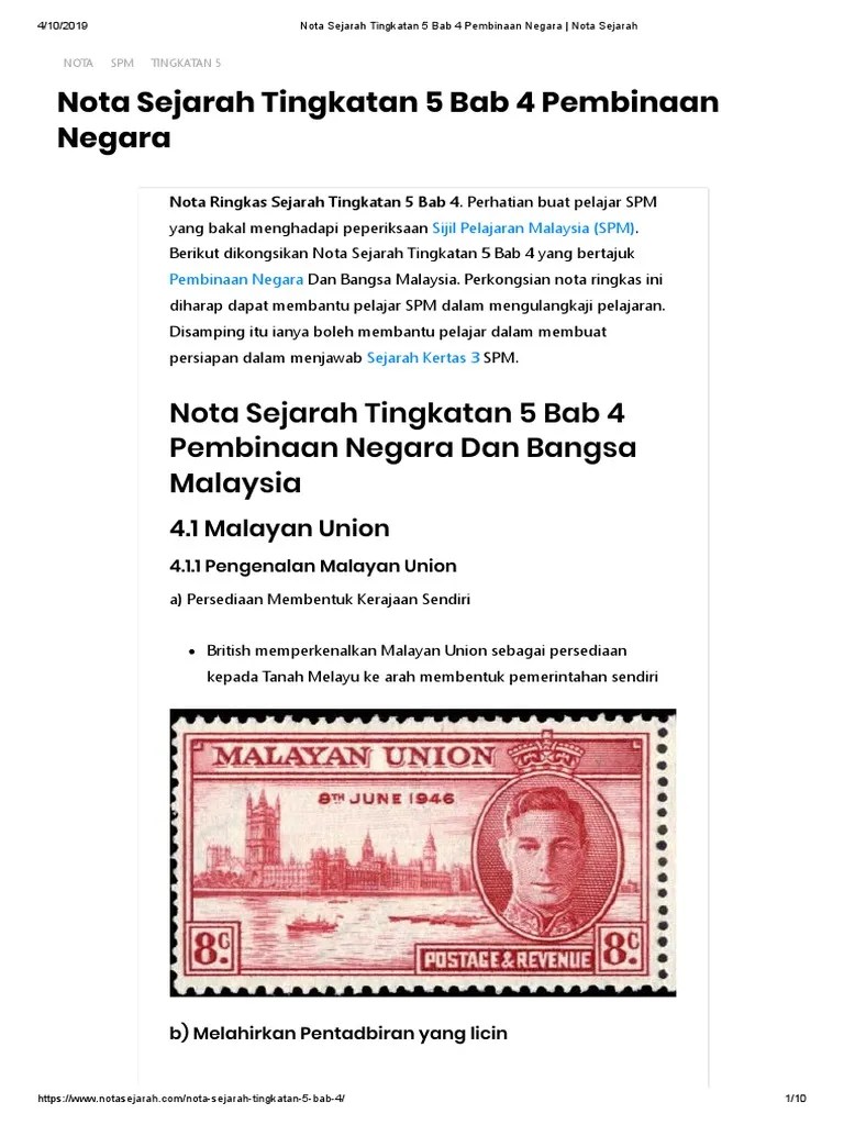 Nota Sejarah Tingkatan 5 Bab 10 : Nota Sejarah Tingkatan 5 Bab 4 Pembinaan Pdf