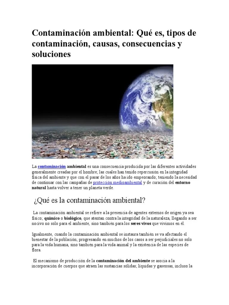 Contaminación Ambiental | PDF | Contaminación | Entorno Natural