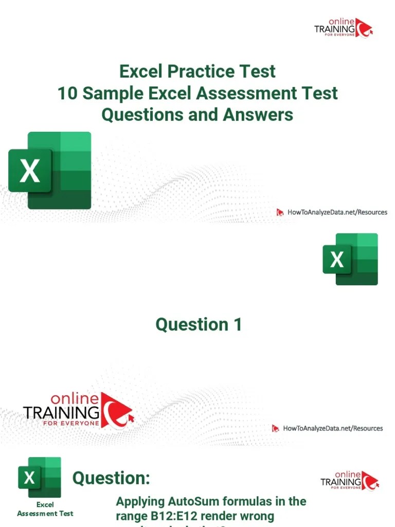 Excel - Practic Sample - Excel Interview And Assessment Test Questions | PDF | Microsoft Excel ...