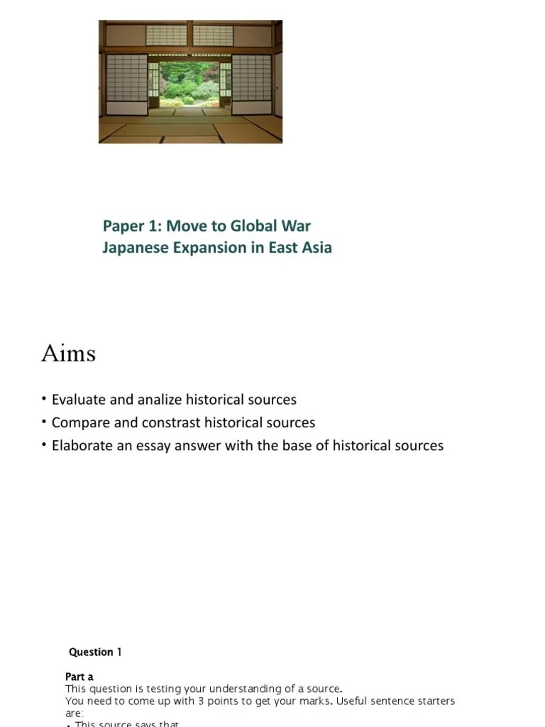 Paper 1: Move To Global War Japanese Expansion In East Asia | PDF | Empire Of Japan | Japan