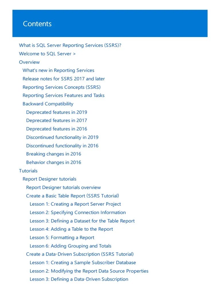SQL Server Reporting Services (SSRS) PDF | PDF | Share Point ...