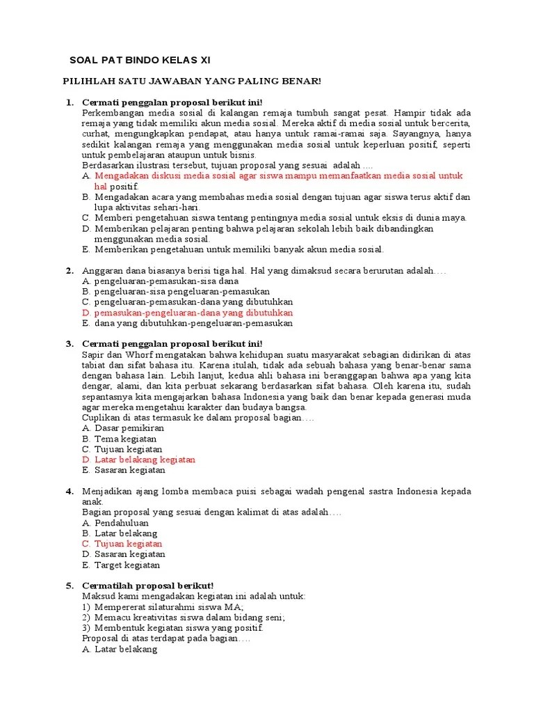Ringkasan seluruh materi bahasa indonesia kelas 11 semester 2 (k13 ) bab i. Soal Materi Proposal Kelas 11 Kurikulum 2013 Jawabanku Id