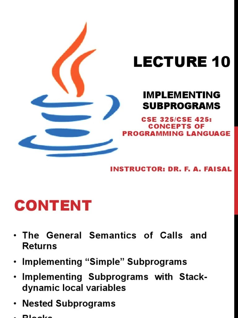 Implementing Subprograms: An In-Depth Look At Call Semantics ...