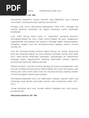 Berikut ini merupakan contoh teks pidato perpisahan kelas 6:. Pidato Bahasa Jawa Perpisahan Kelas 6 Pdf