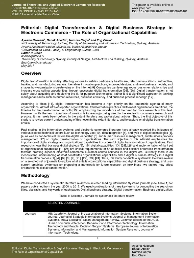 Editorial Digital Transformation Digital Business Strategy In | PDF | Strategic Management ...