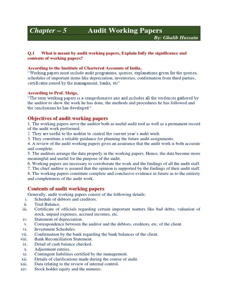 Audit Working Papers | PDF | Audit | Financial Services