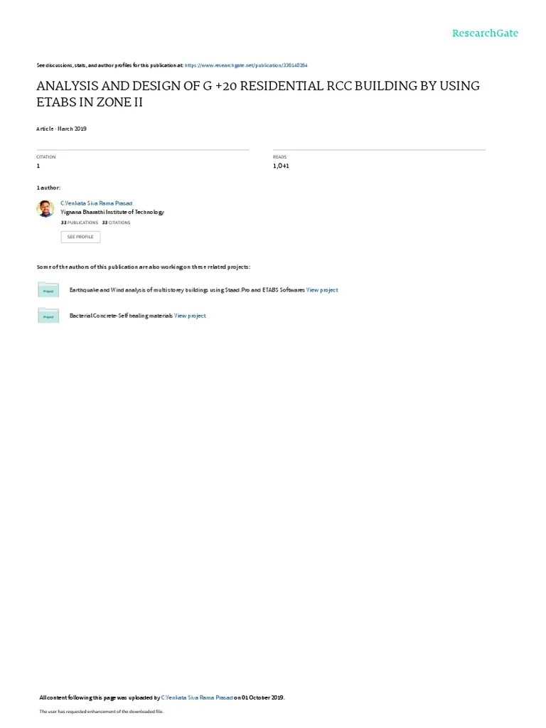 Analysis And Design Of G +20 Residential RCC Building By Using Etabs In ...