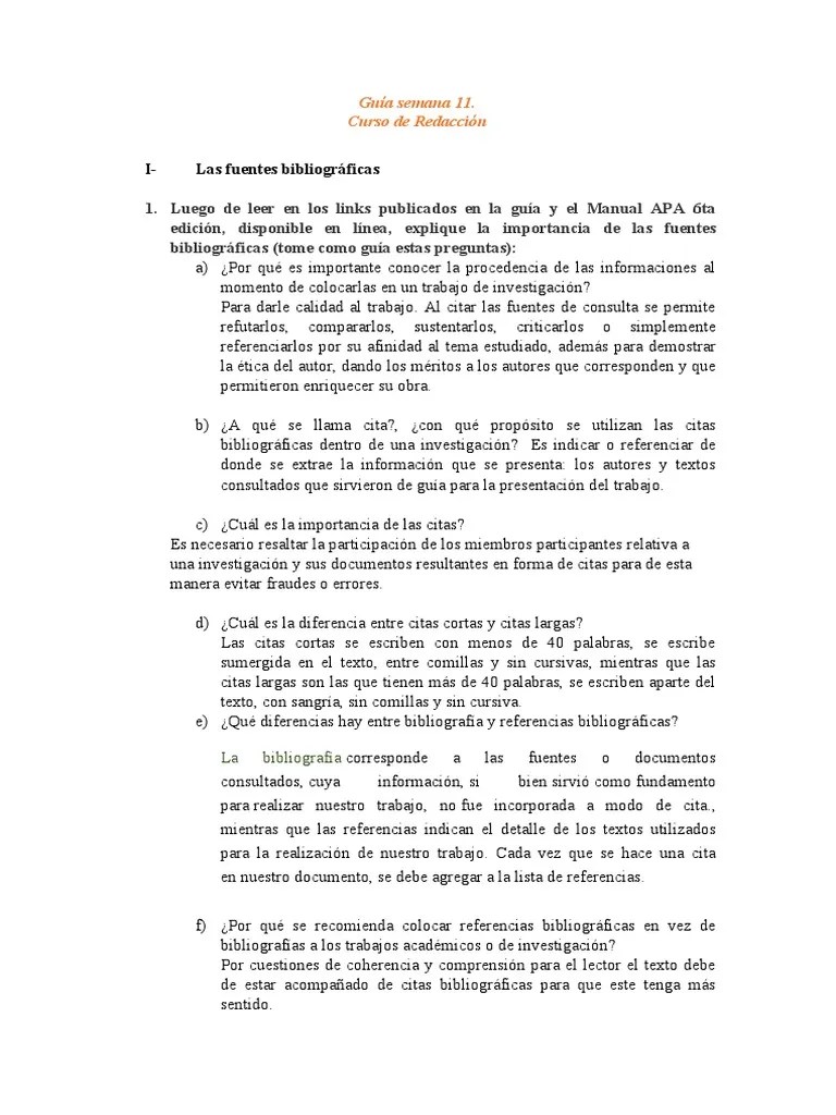 Guia-Tarea Semana 11 | PDF | Bibliografía | Citación