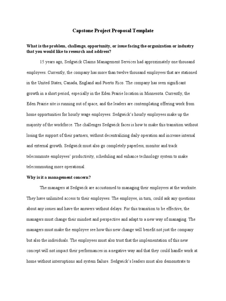 Capstone Project Proposal Template | PDF | Telecommuting | Employment