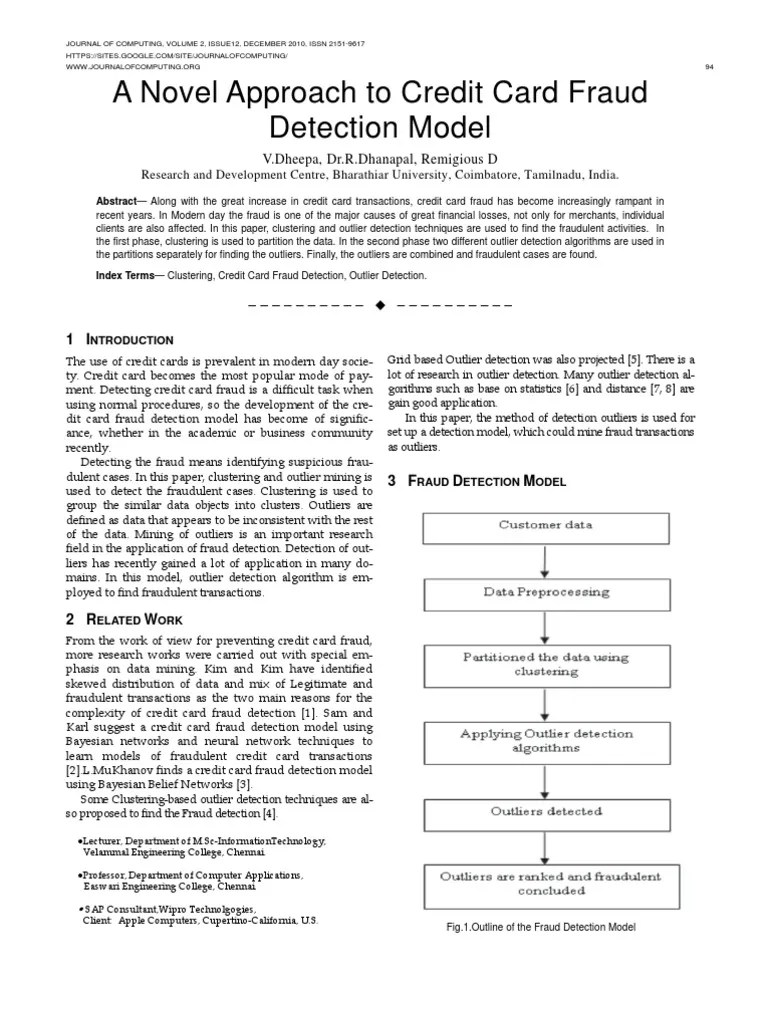A Novel Approach To Credit Card Fraud Detection Model | PDF | Cluster ...