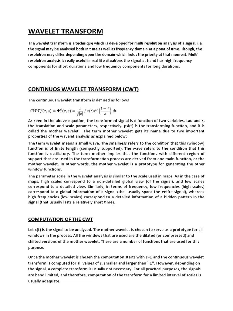 Continuos Wavelet Transform (CWT) | Download Free PDF | Wavelet ...
