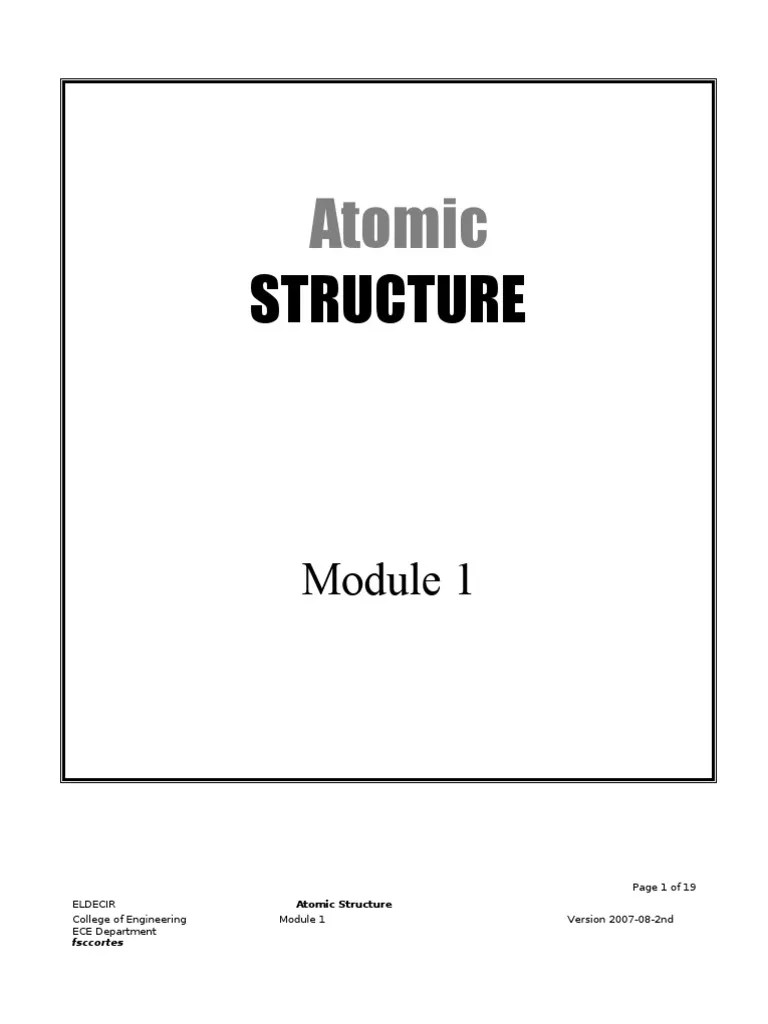 Module 1 - Atomic Structure | PDF | Atoms | Atomic Nucleus