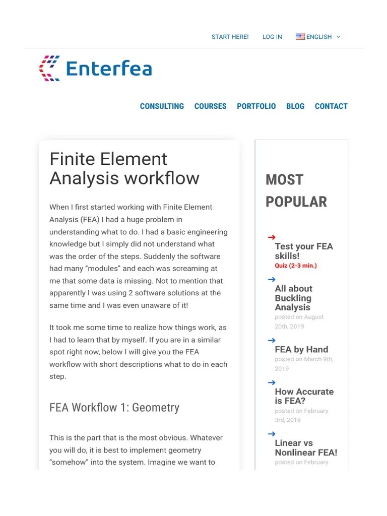 Finite Element Analysis Workflow - Enterfea | PDF | Finite Element ...