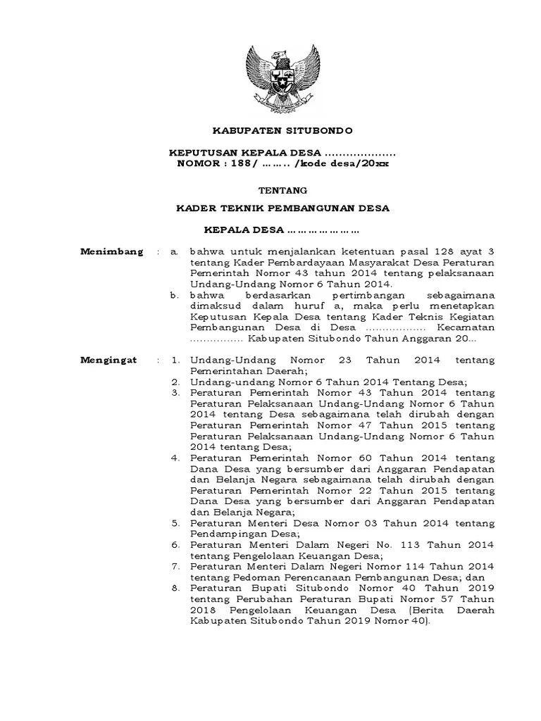 Contoh SK Kader Teknik Desa | PDF