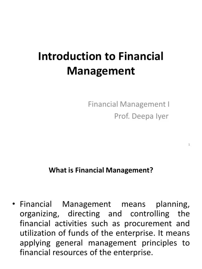 Introduction To Financial Management | PDF | Dividend | Economics