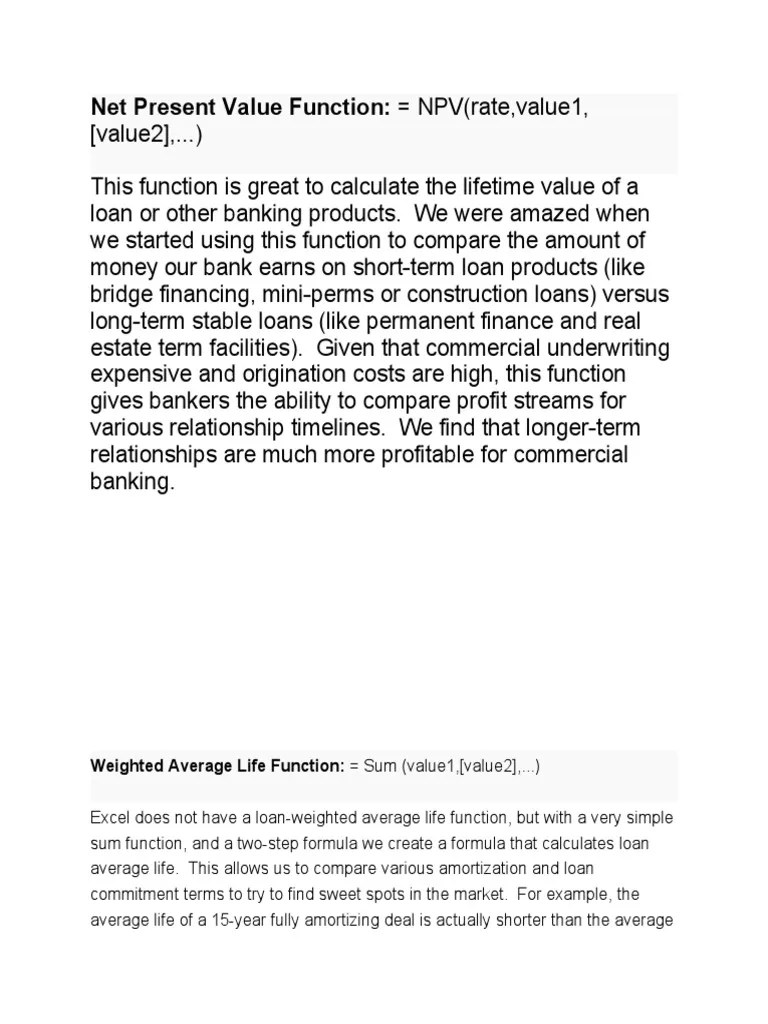 Net Present Value Function | PDF