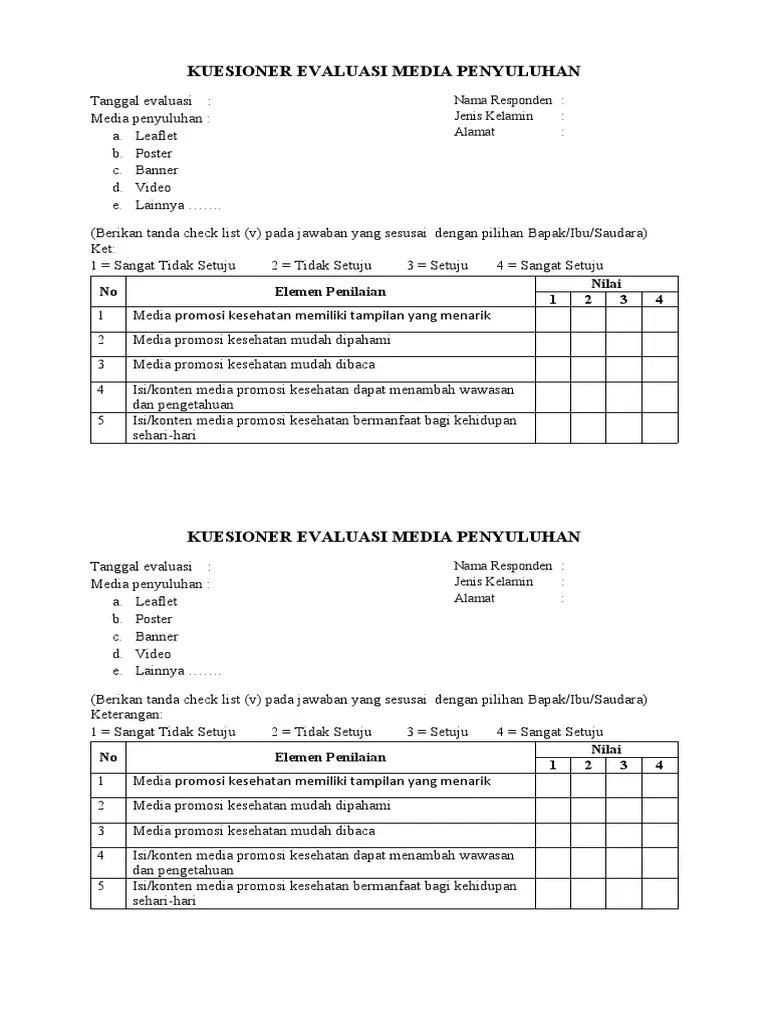 Kuesioner Evaluasi Media Cetak | PDF