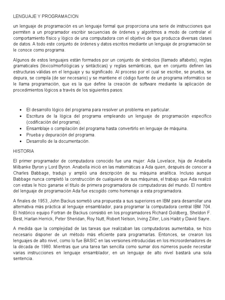 Lenguaje Y Programacion | PDF | Lenguaje De Programación | Compilador