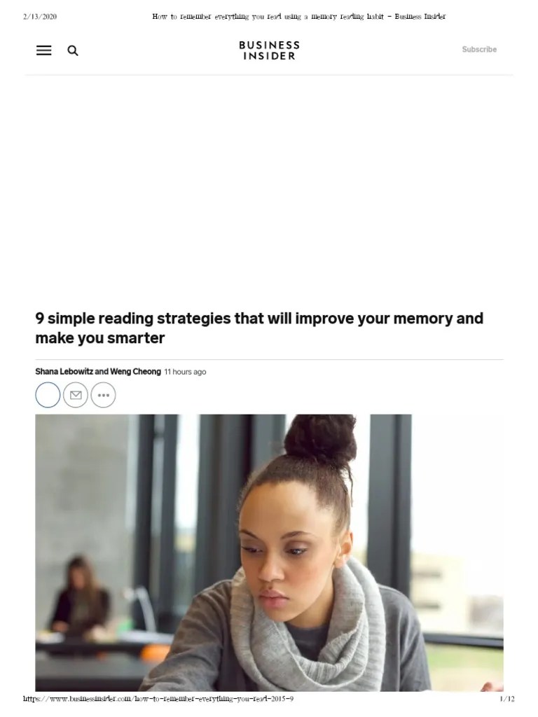 How To Remember Everything You Read Using A Memory Reading Habit ...