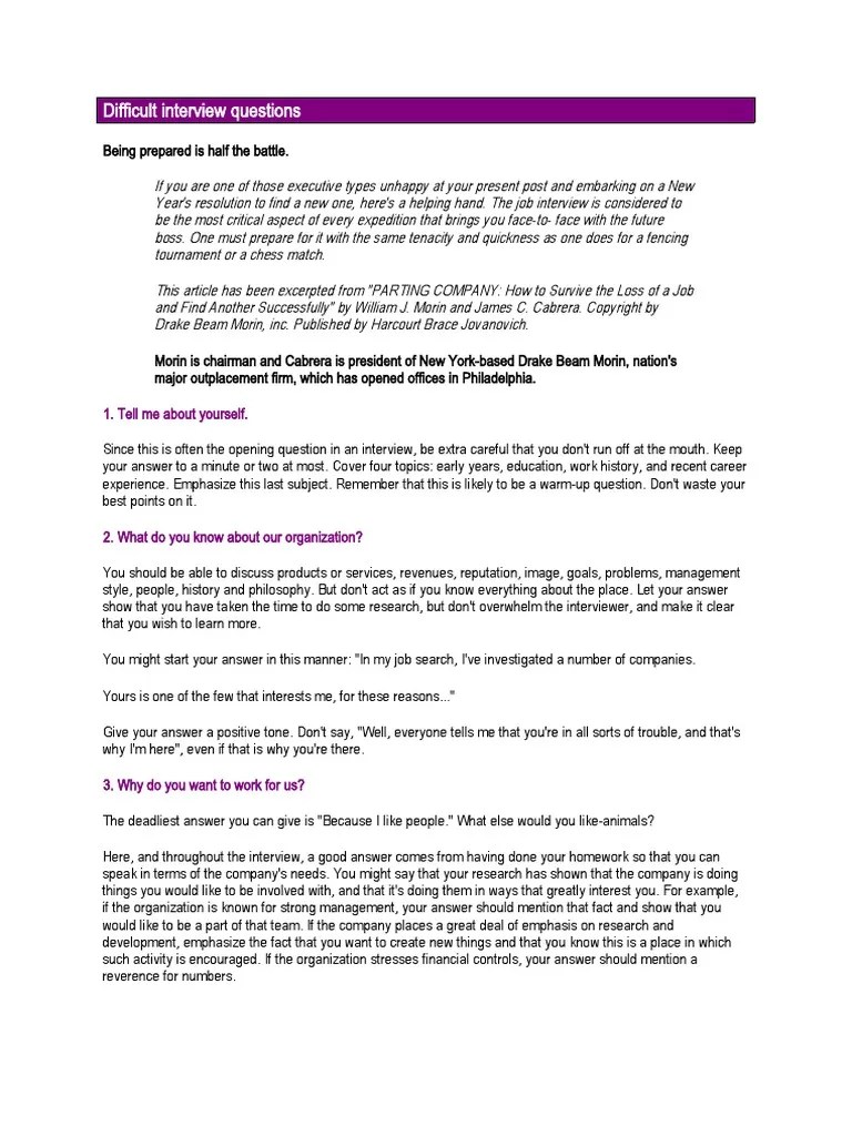 25 Most Common Interview Questions | PDF | Salary | Question