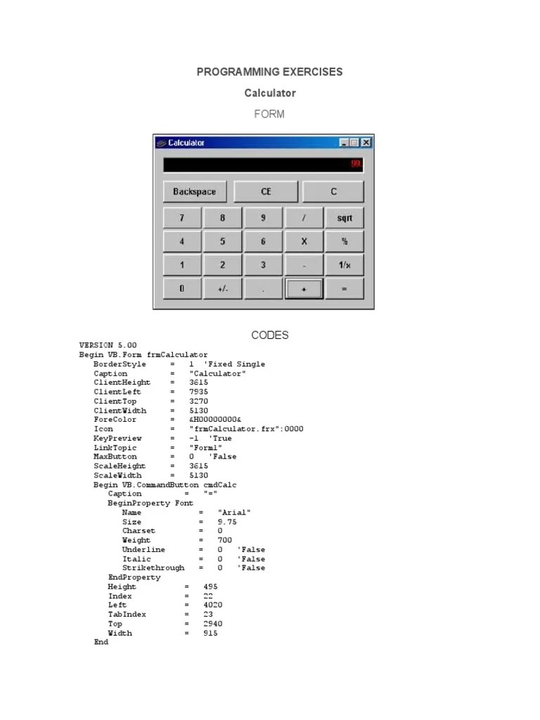 Programming Exercises Calculator: Codes | Descargar Gratis PDF | Arial ...