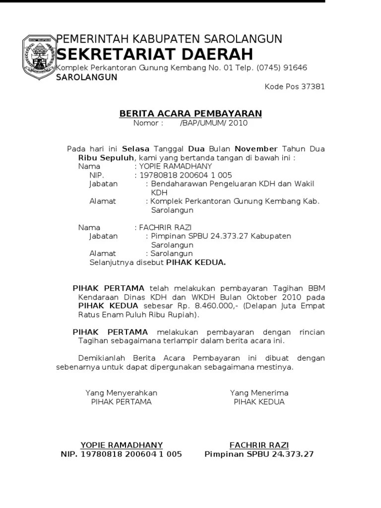 C) berita acara negosiasi berikut data pendukung. BERITA ACARA PEMBAYARAN 2