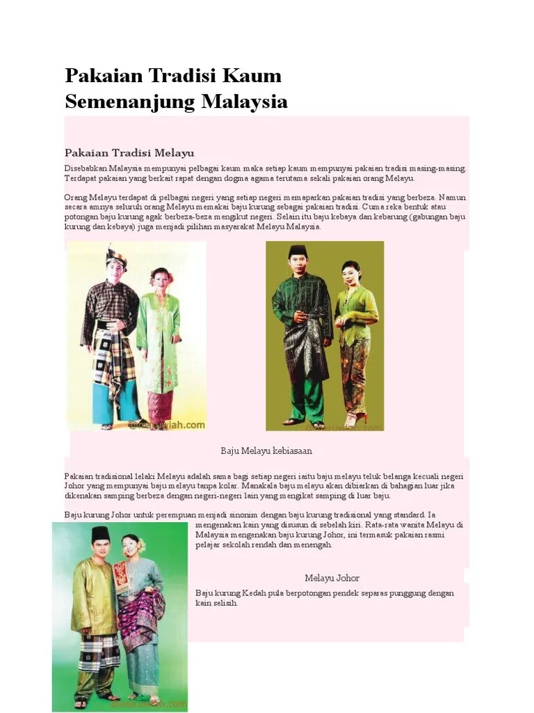 Kedah Baju Tradisional Melayu Perempuan : Baju Tradisional Melayu Koleksi Baju Kurung Dan Baju Melayu Popular