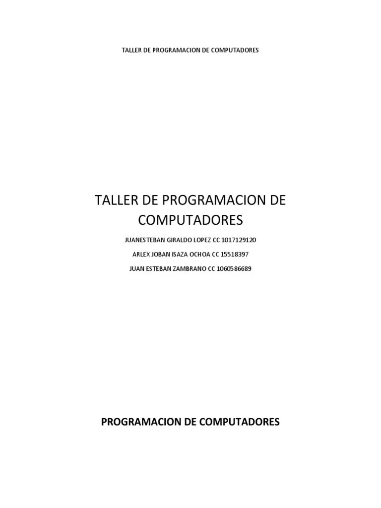 Taller De Programacion De Computadores-11-08-2020 | PDF | Programa De ...