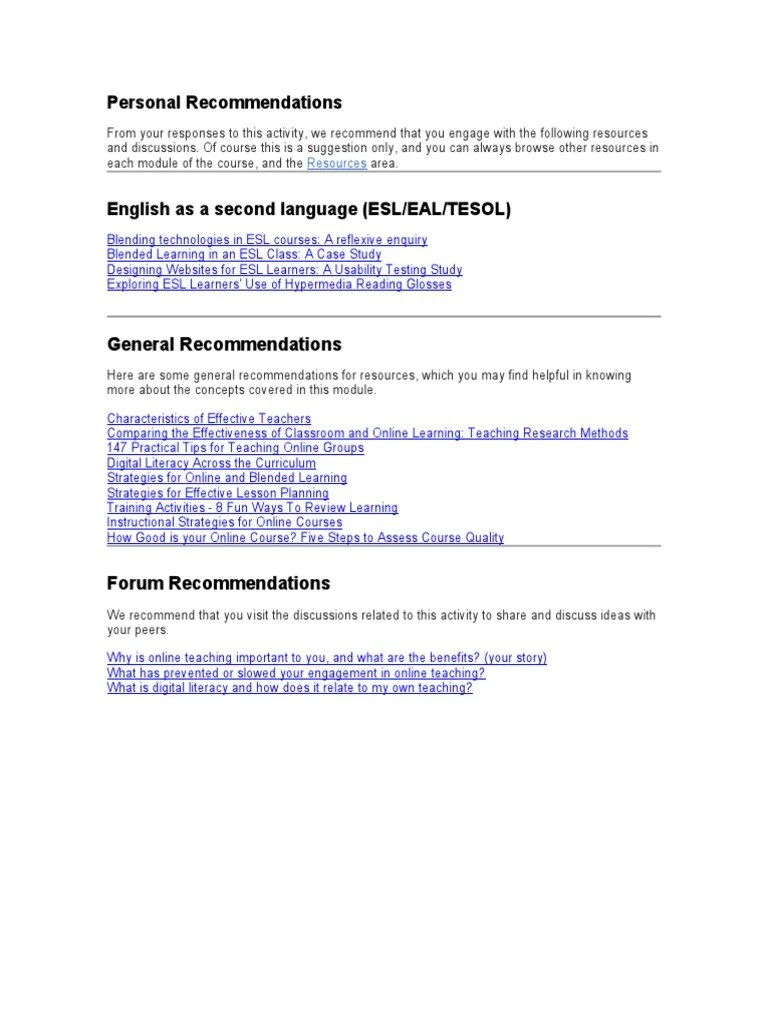 Personal Recommendations | PDF